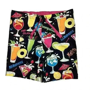 Y2K Nick & Nora Cocktail Martini Tropical Drinks Pajama Shorts Small Womens